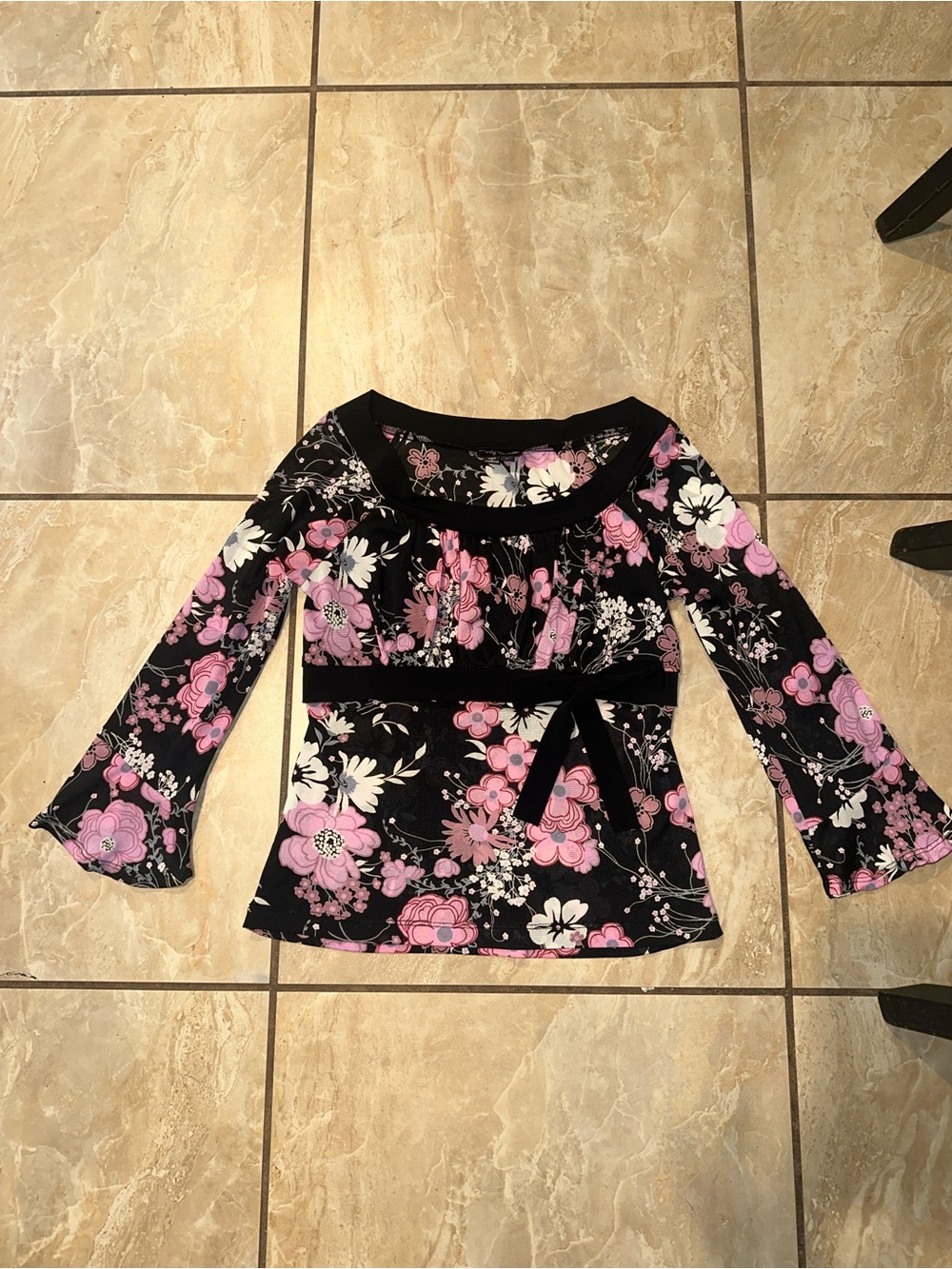 Y2K Pink Floral My Michelle Long Sleeve Top Size L